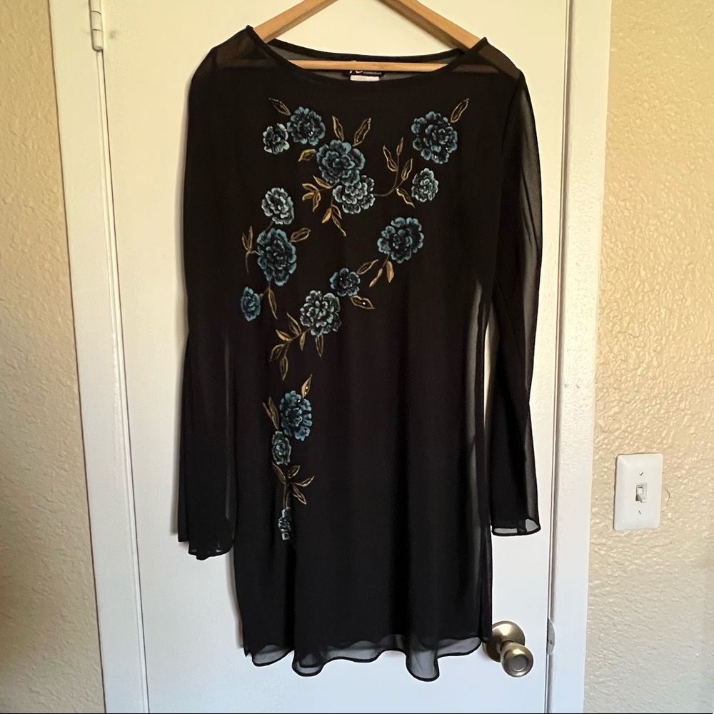 Black Floral Vintage Dress size S